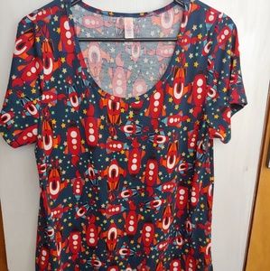 Lularoe Classic T Rocket Ship Print